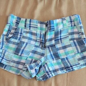 Girl's Vineyard Vines Shorts - Plaid Blue and Green